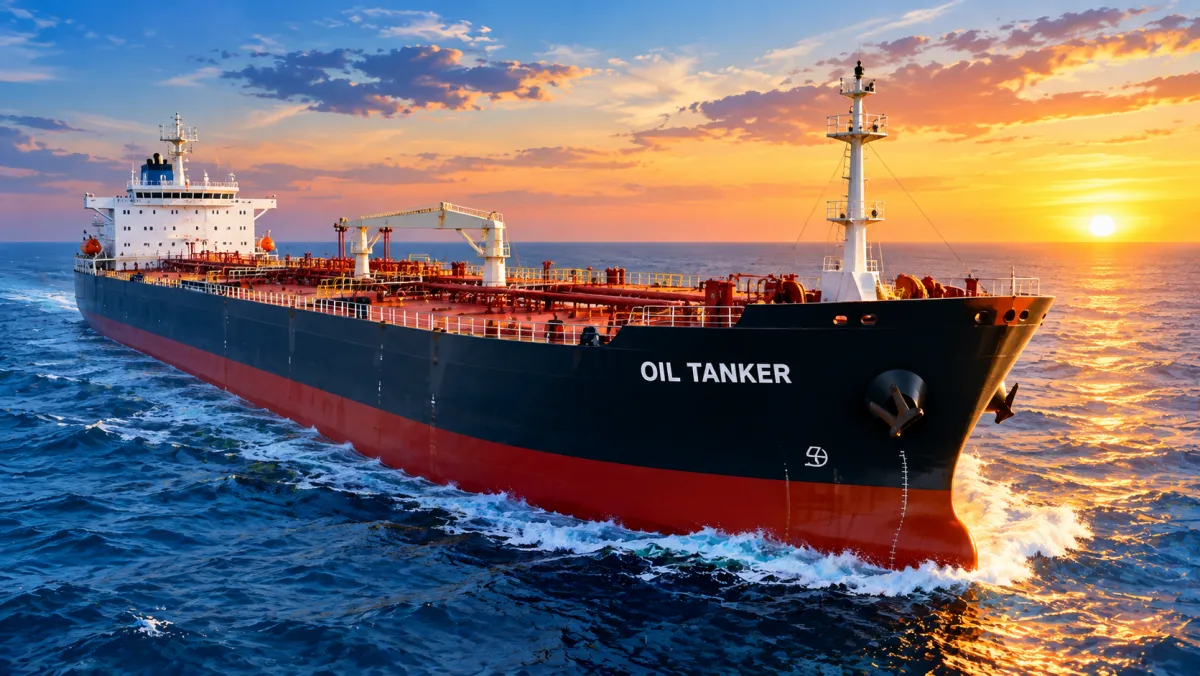 Grafis: Ilustrasi kapal tanker minyak di laut