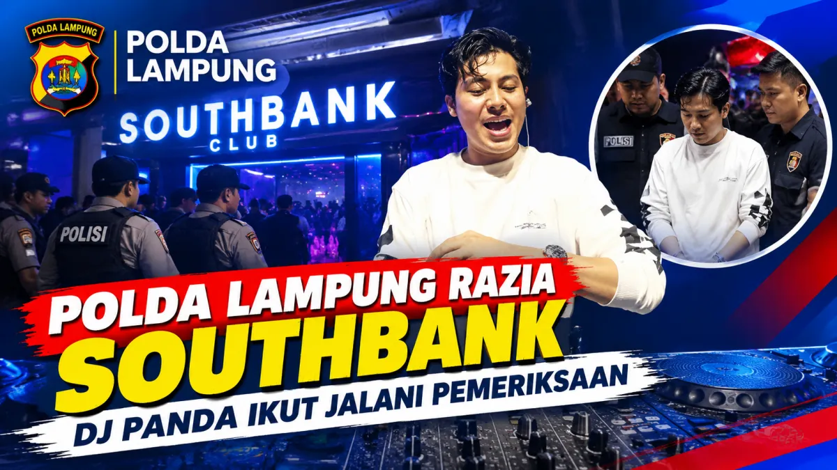 Polda Lampung Razia Southbank, DJ Panda Ikut Jalani Pemeriksaan / Grafis Ilustrasi AI