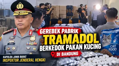 Polisi Gerebek Pabrik Tramadol Berkedok Pakan Kucing di Bandung