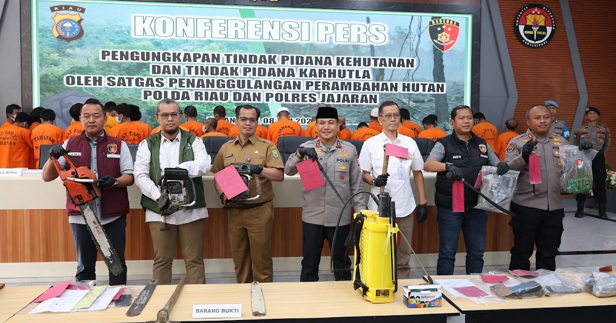 POLDA Riau Tangkap 46 Tersangka kejahatan Kehutanan, Siap Tegaskan Penegakan Hukum